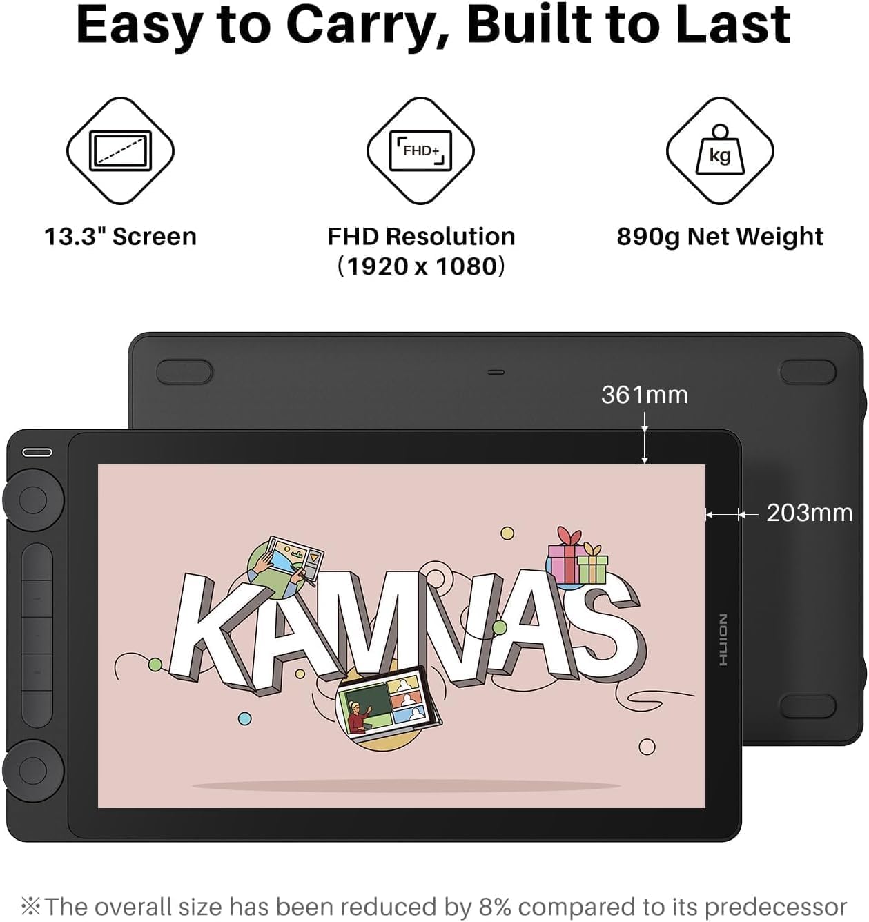 Detalle 2 de HUION Kamvas 13 (Gen 3) pen display with 13.3-inch screen and PenTech 4.0