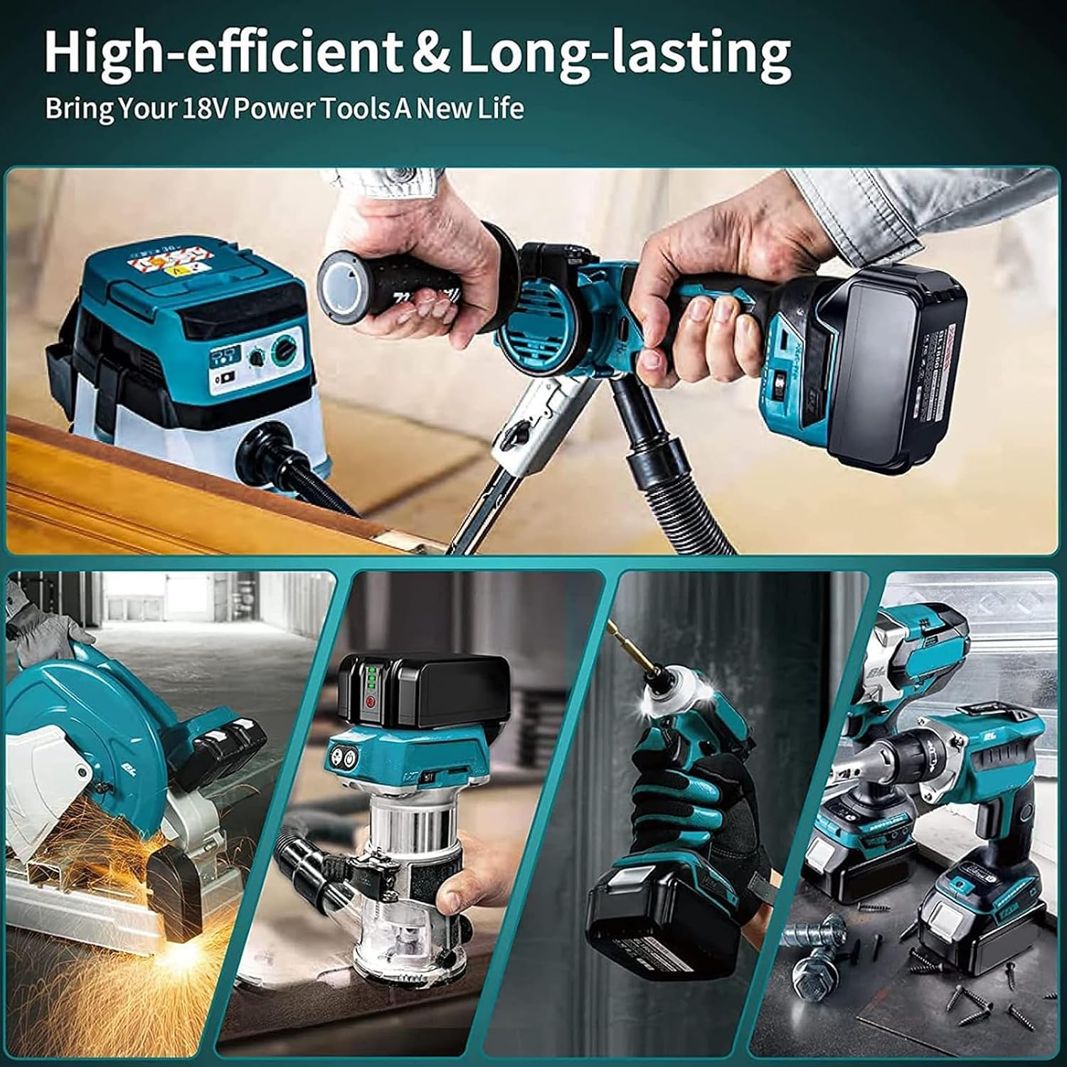 Thumbnail 6 de Replacement for Makita 18V Batteries: 2 x 5.0Ah LXT Pack with DC18RD Charger