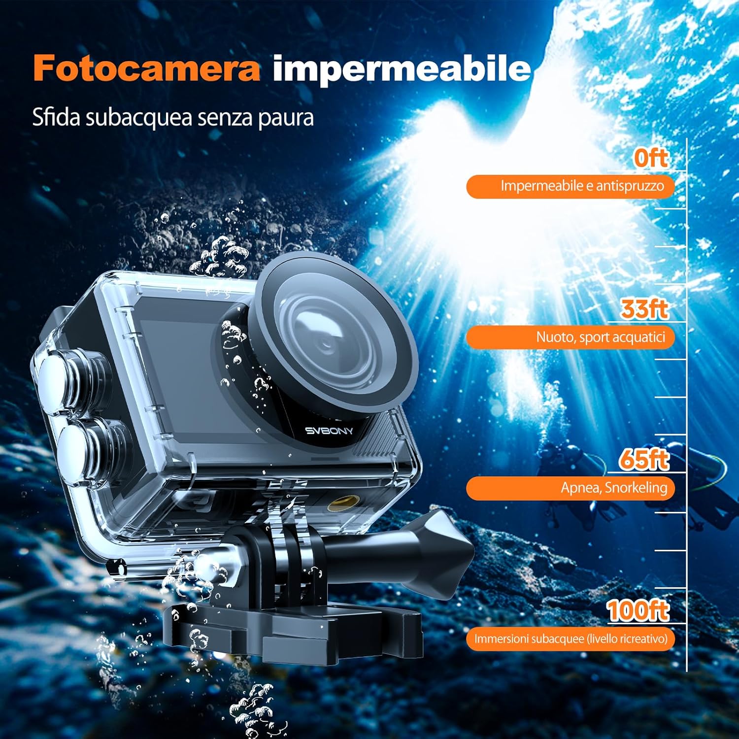 Thumbnail 2 de SVBONY SVGo2 4K Fotocamera Subacquea: foto e video 4K fino a 30 m di profondità con doppia batteria