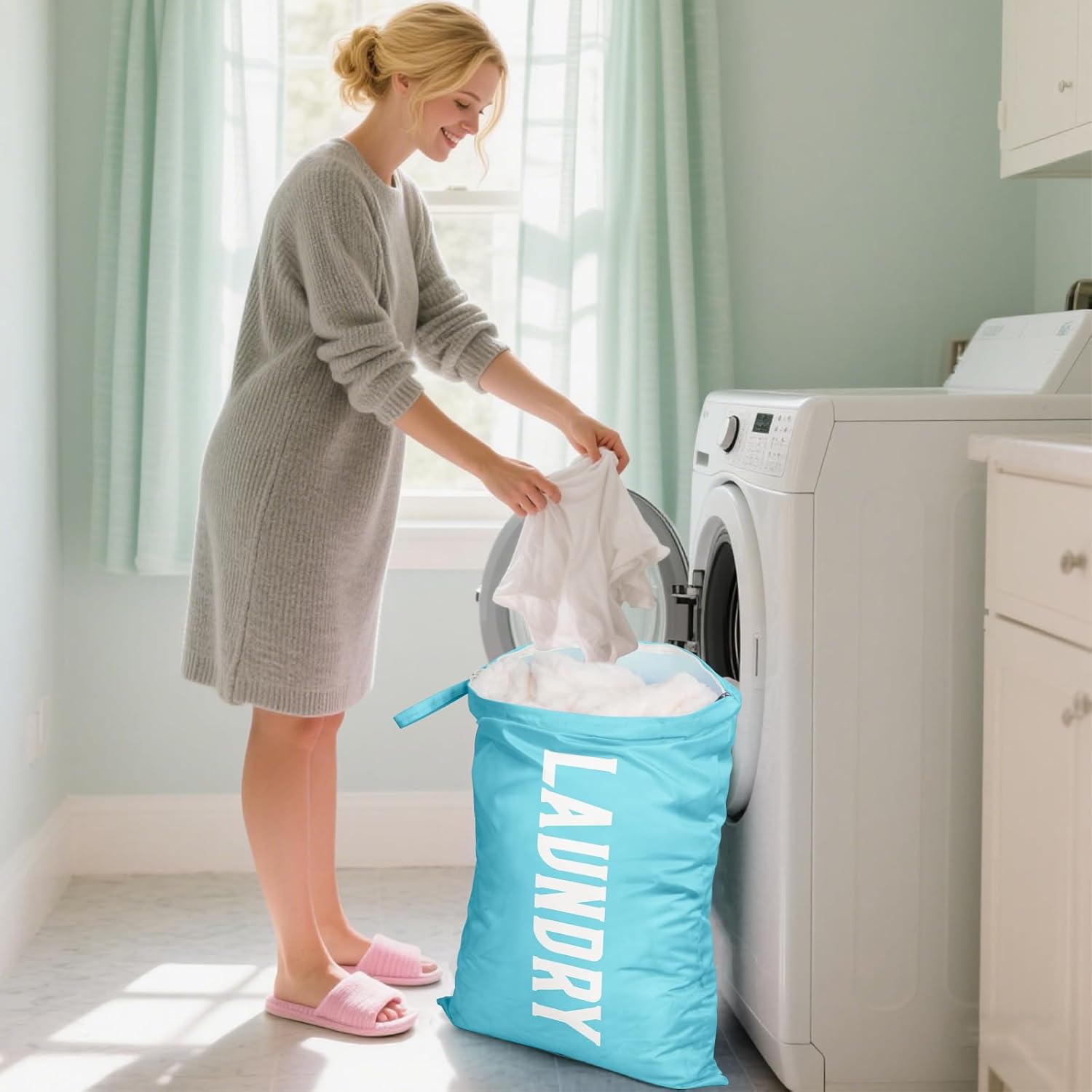Detalle de Nidoul 2 Pack Travel Laundry Bag: Waterproof Nylon Wet Bags with Zips and Handles