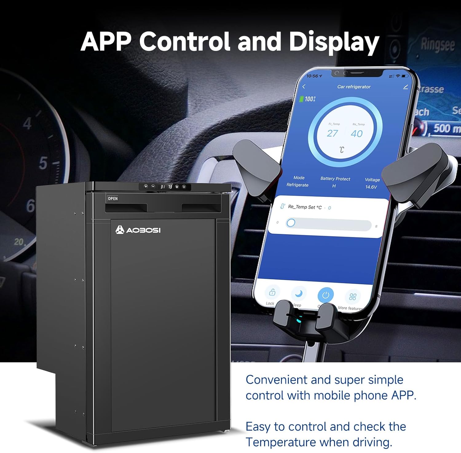 Thumbnail 3 de AAOBOSI 83L Campervan Fridge with APP Control – 12V Caravan Refrigerator