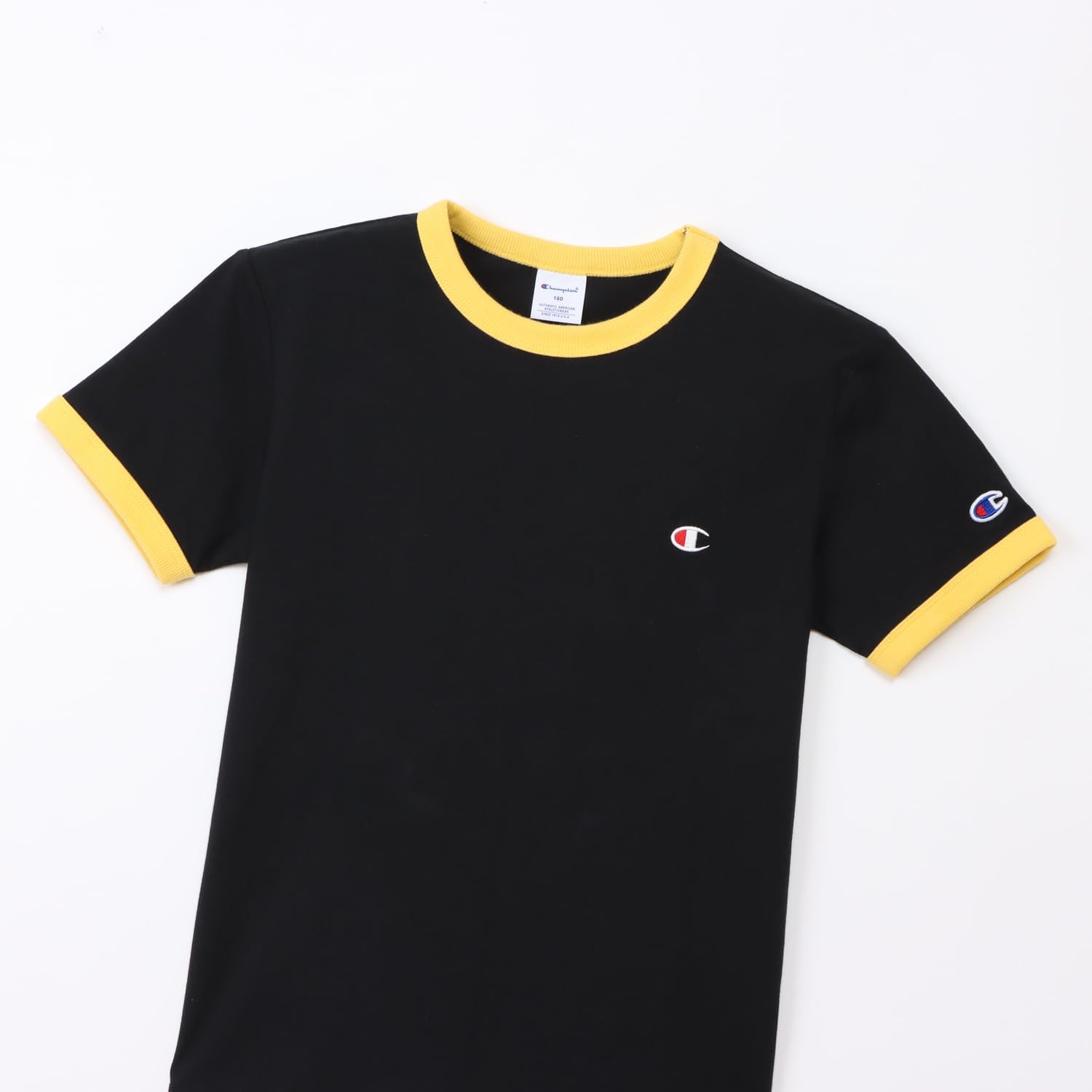 Detalle de Champion CKZD320Z キッズ リンガーTシャツ 綿100%・左胸Cロゴ刺繍