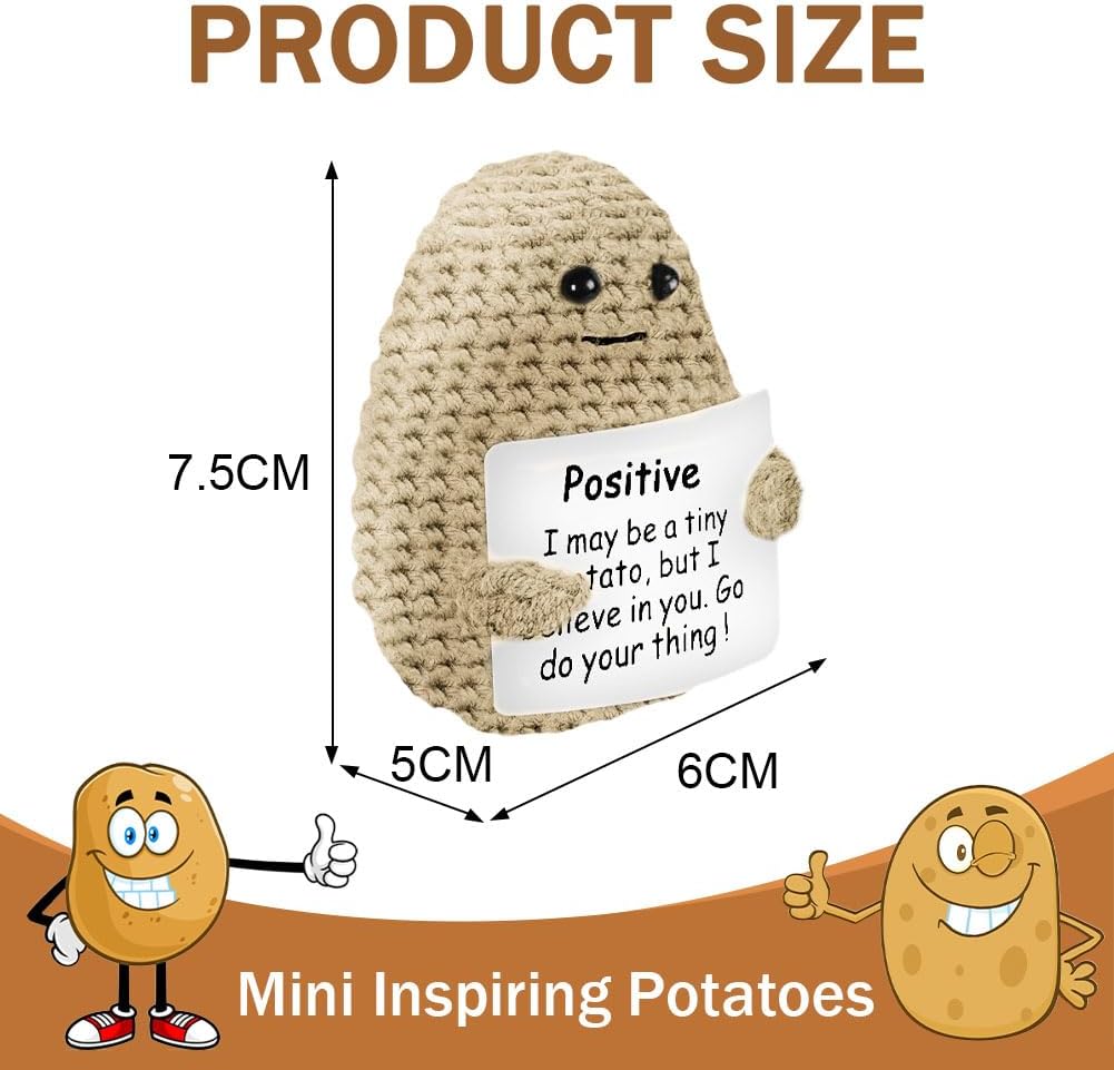 Thumbnail 1 de Aolso Knitted Positive Potato Doll with Encouraging Message Cards, Beige