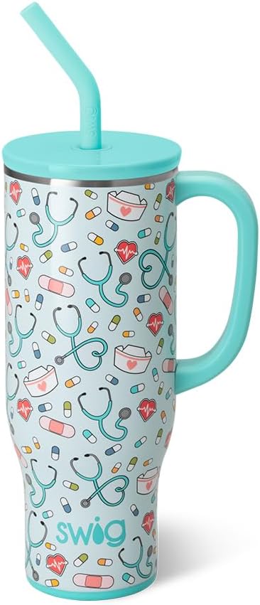 Detalle de Swig Life 30oz Mega Mug: Large Insulated Tumbler with Handle and Straw