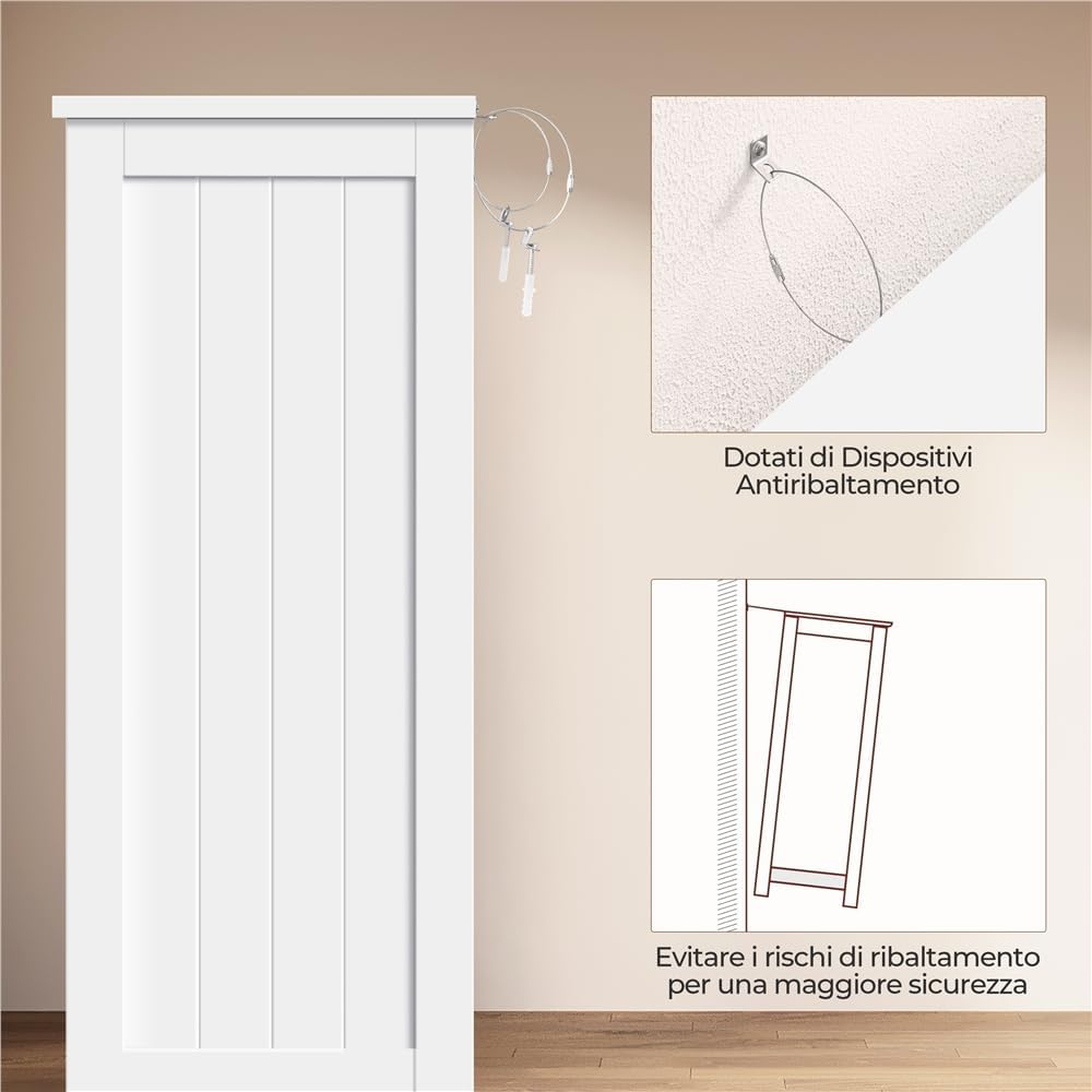 Thumbnail 6 de Yaheetech Mobile da Bagno con 4 Cassetti e Armadietto Bianco – 81 x 30 x 83 cm