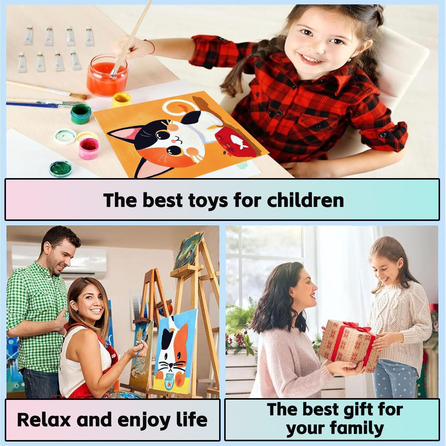 Thumbnail 5 de WEMEON 4 Pack Paint by Numbers for Children with Framed and Easel – 8x8 Inch
