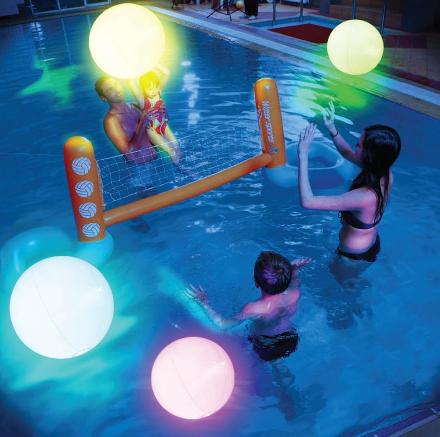 FLAMDYNO Light-Up Pool & Beach Ball Set (4 or 8 LED Glow Balls, 8 Light Modes)