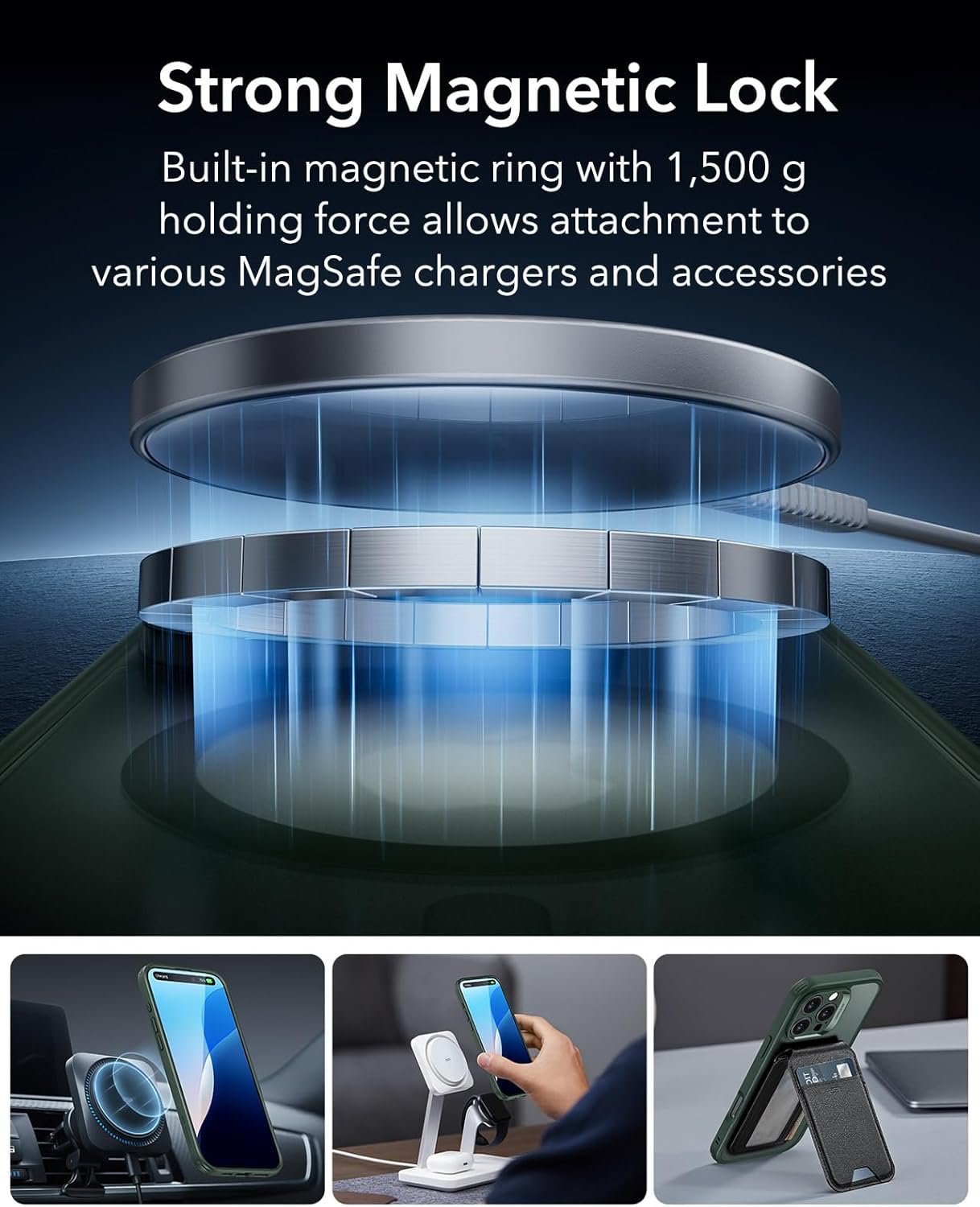 Thumbnail 2 de Coque ESR pour iPhone 16 Pro Max mate translucide avec verre trempé et MagSafe – Vert givré