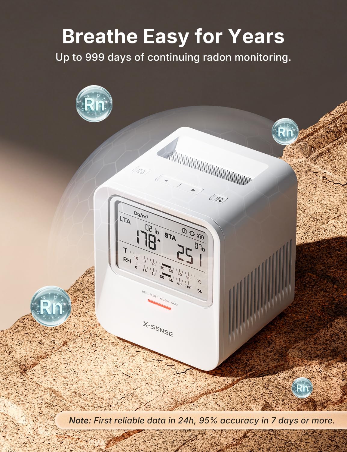 Detalle 2 de X-Sense XR0B-SR Radon Detector with Audible and Visual Alerts, 99 Reports