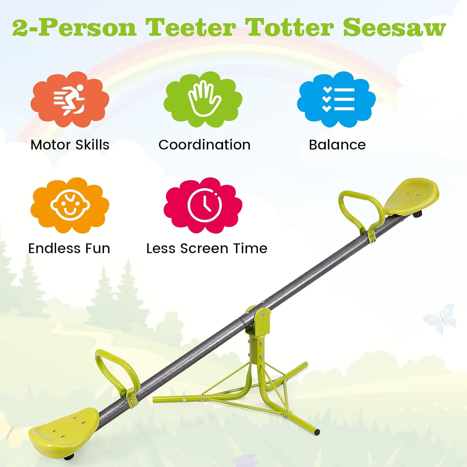 Thumbnail 6 de Costzon Teeter Totter Seesaw for Kids Outdoor — 360° Swivel Seesaw Playground Equipment for Toddlers