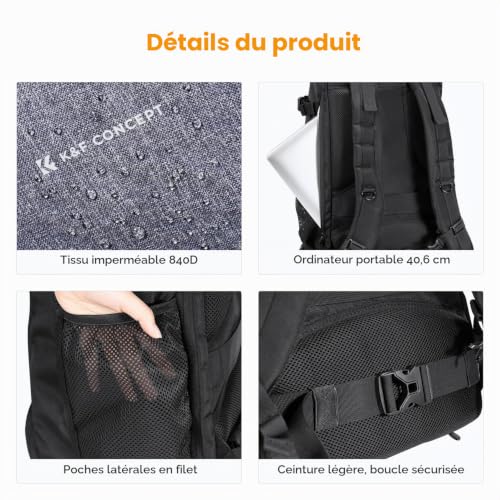 Detalle de K&F CONCEPT Sac à dos photo 30 L