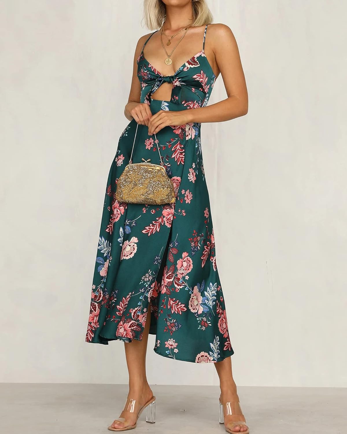 Thumbnail 3 de Fashionme Satin Spaghetti Strap Midi Dress