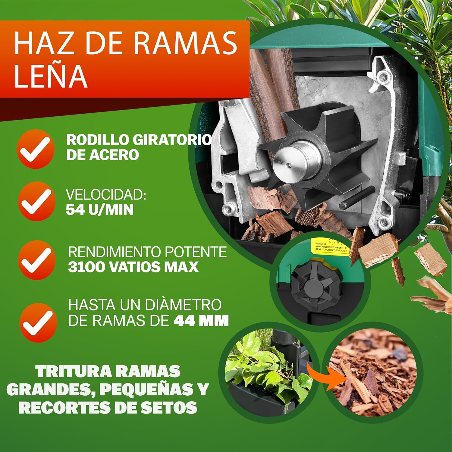 Detalle 2 de GARDEBRUK Trituradora Silenciosa 3100W