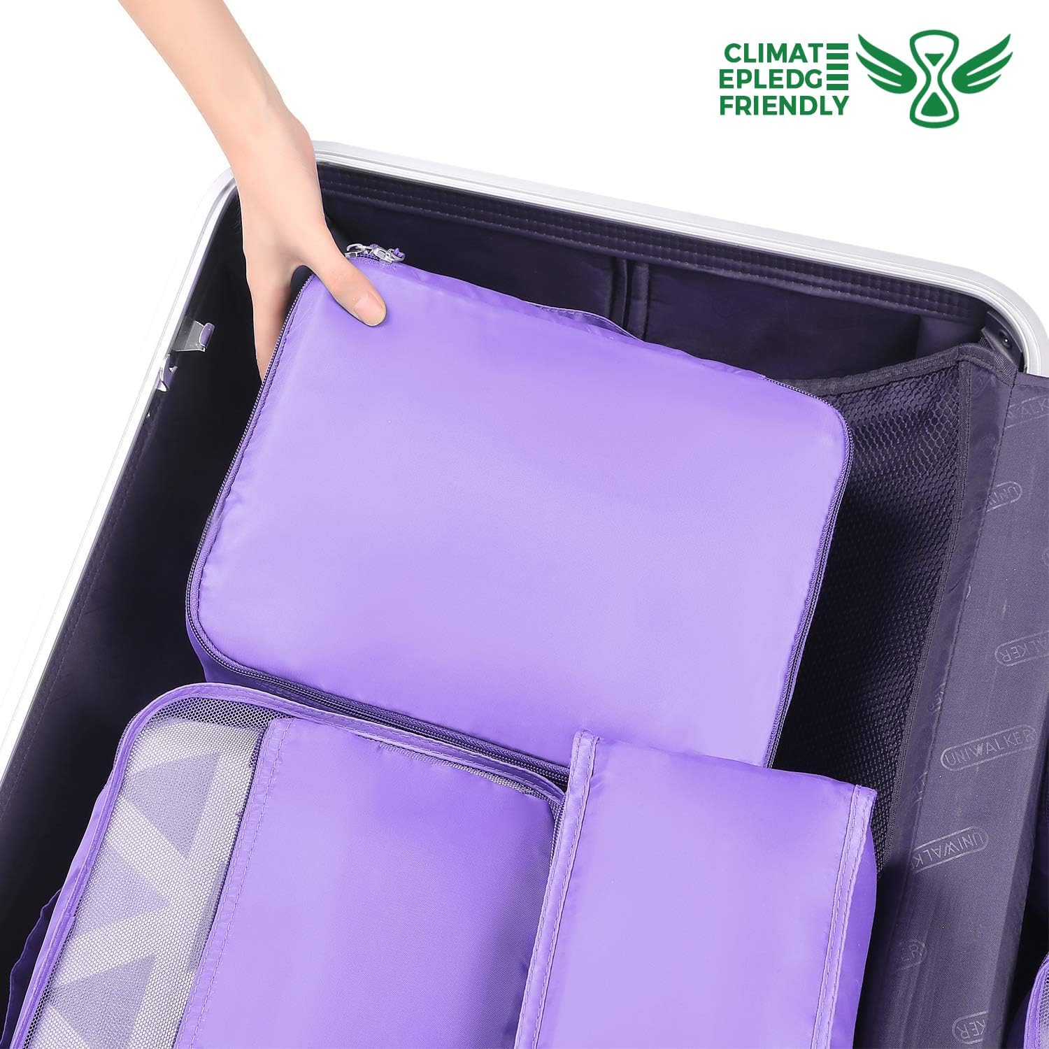Detalle 2 de BAGAIL 8-teiliges Packwürfel-Set – Kofferorganizer aus Nylon mit Mesh, inkl. Unterwäsche-, Kultur- und Schuhtasche