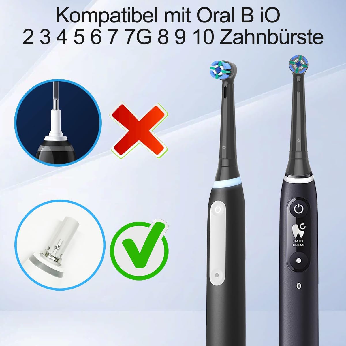Detalle 2 de Wardimark 12er Aufsteckbürsten kompatibel mit Oral B iO – 6 Weiß + 6 Schwarz