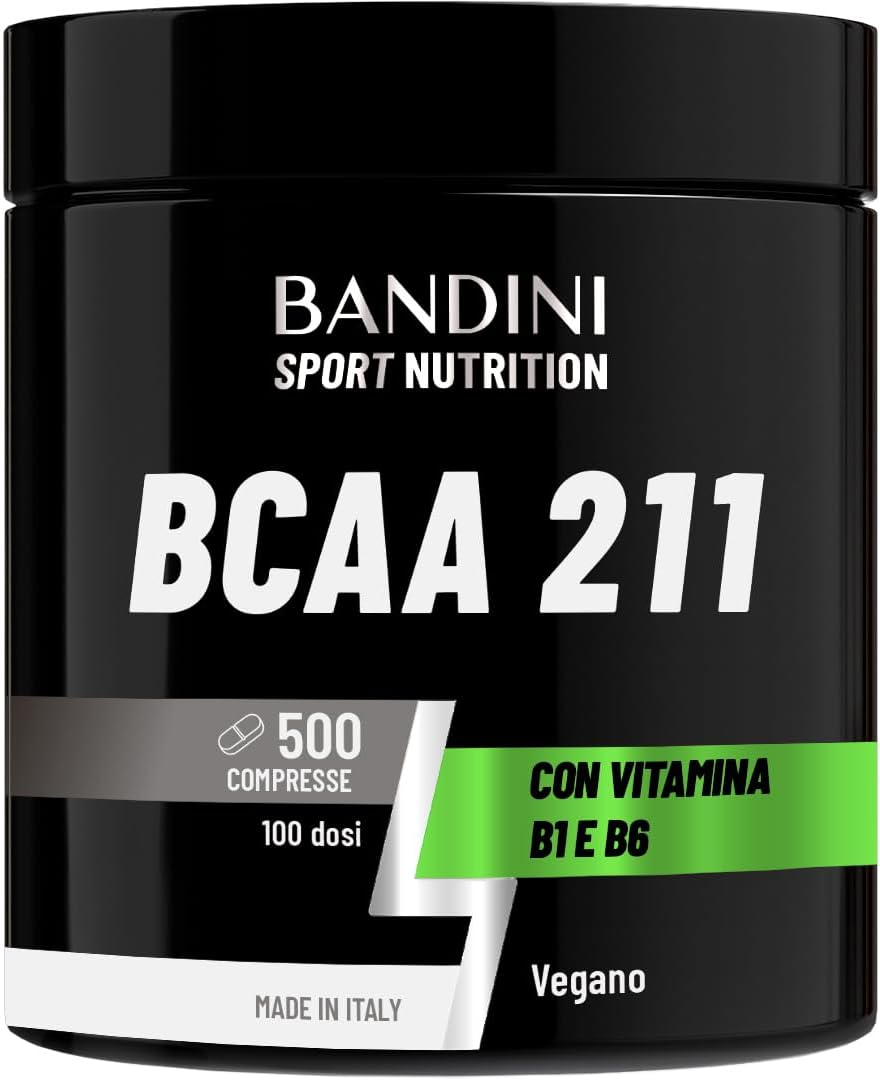 Detalle de Bandini AMINOACIDI RAMIFICATI BCAA 211 con Vitamina B1 e B6 — 500 Compresse da 1050 mg per Recupero Muscolare (2:1:1) vegan