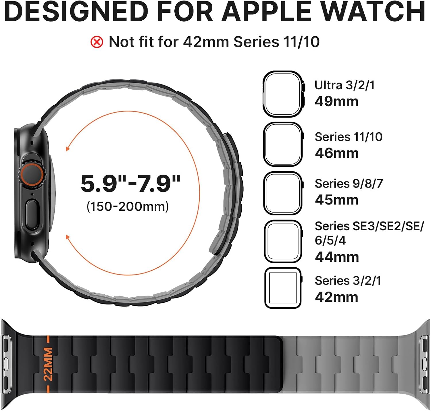 Detalle 2 de Bandletic Double Sided Wearable Magnetic Strap for Apple Watch (Series Ultra 3/2/1 to Series 3/2/1)