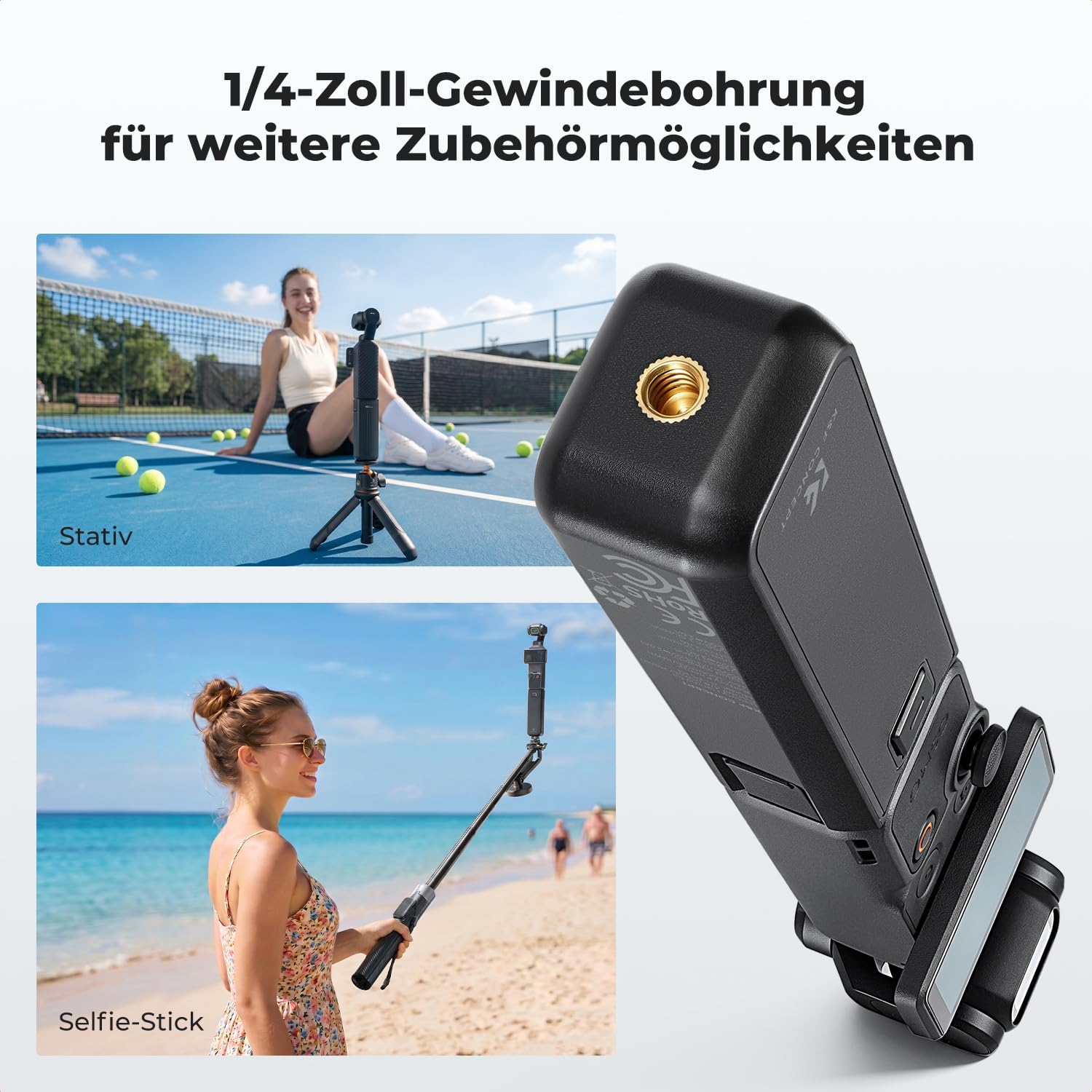 Detalle 2 de K&F CONCEPT Akkugriff 5000mAh Batteriegriff für Osmo Pocket 3/4/4P – effiziente Energieeffizienz unterwegs