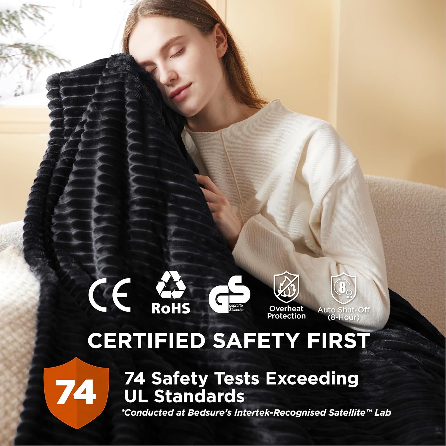 Thumbnail 4 de Bedsure Heated Blanket Electric Throw Ribbed Flannel