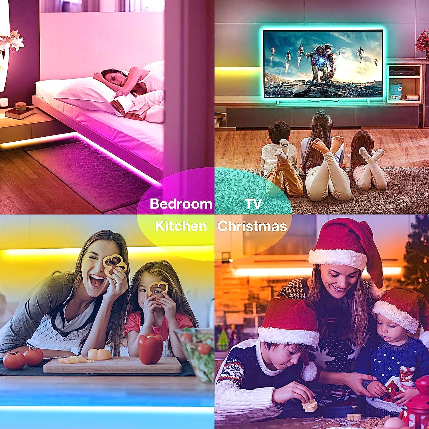 Detalle 1 de hyrion H-215WLG305 Smart LED Strip Lights, 100 ft Wi-Fi RGB, 16 Million Colors