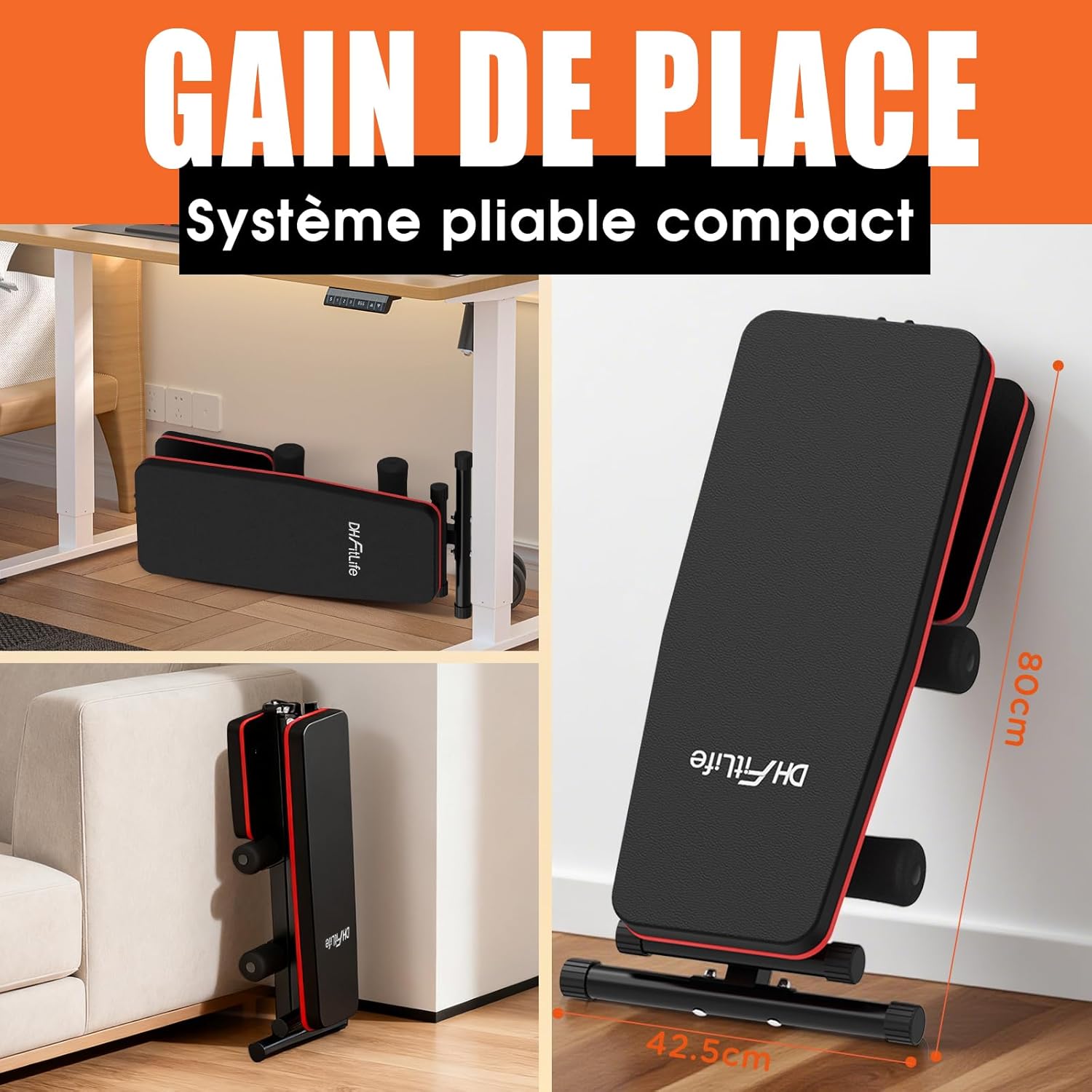 Thumbnail 3 de DH FitLife Banc pliable 8 en 1 réglable et incliné : gain de place 80%