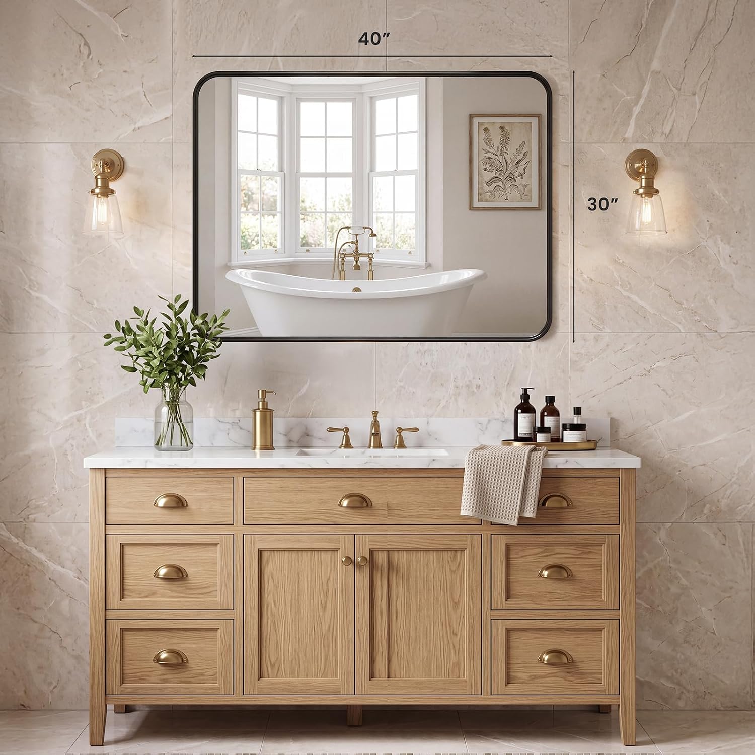 Thumbnail 1 de Sweetcrispy Bathroom Wall Mirror 40x30 Inch