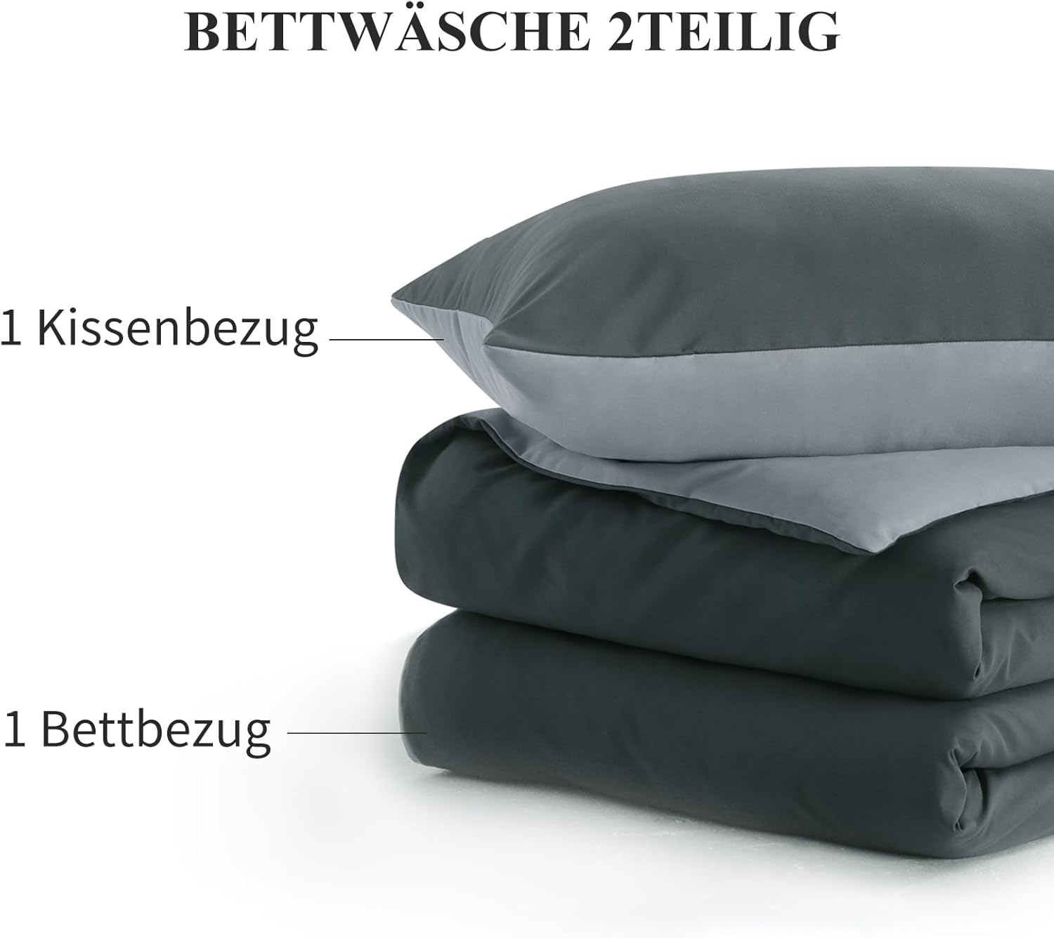 Thumbnail 6 de Aisbo Bettwäsche 155x220 2teilig Anthrazit Grau