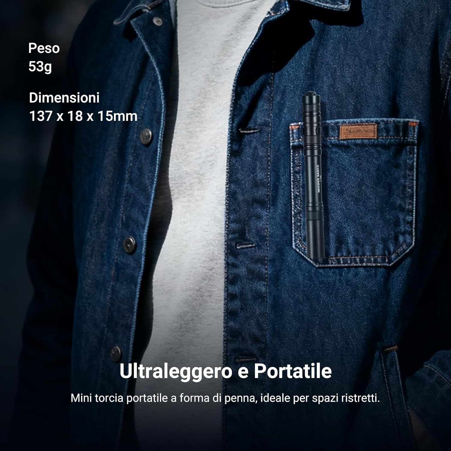 Thumbnail 2 de NEEWER BASICS Torcia EDC 5W 121 lm con clip, 5 modalità e batteria AAA (IP44)