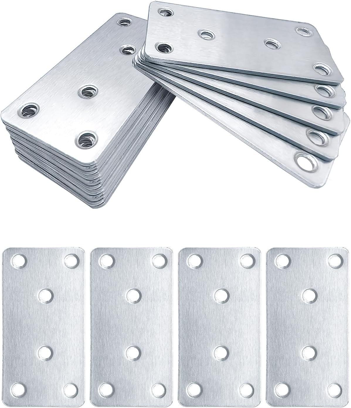 BINCKIN Flachverbinder aus Edelstahl für Holzverbinder (80 × 40 × 1,8 mm Lochblech), 20 Stück