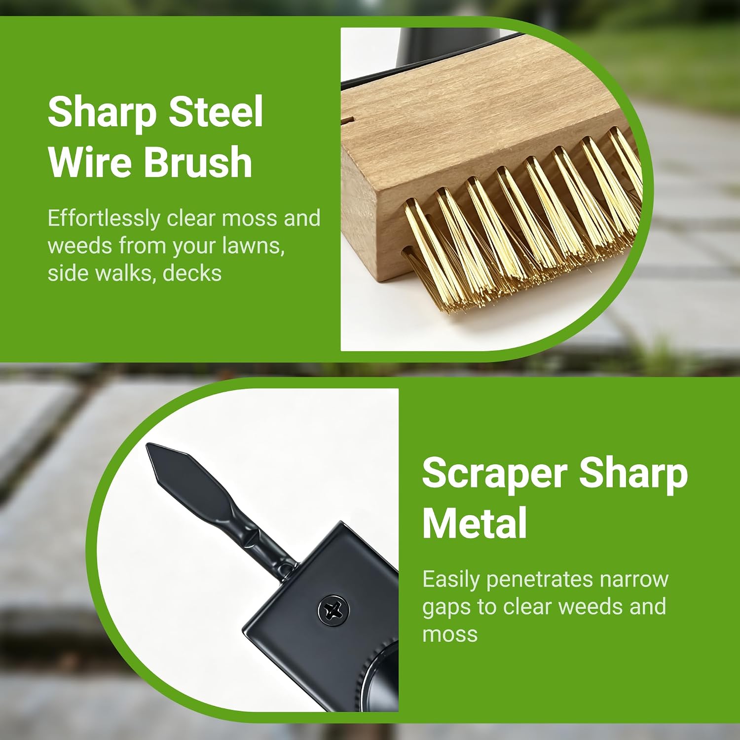 Thumbnail 3 de 2 in 1 Weed Remover Brush and Garden Hoe with Long Handle – Stainless Steel Moss & Weed Control Tool