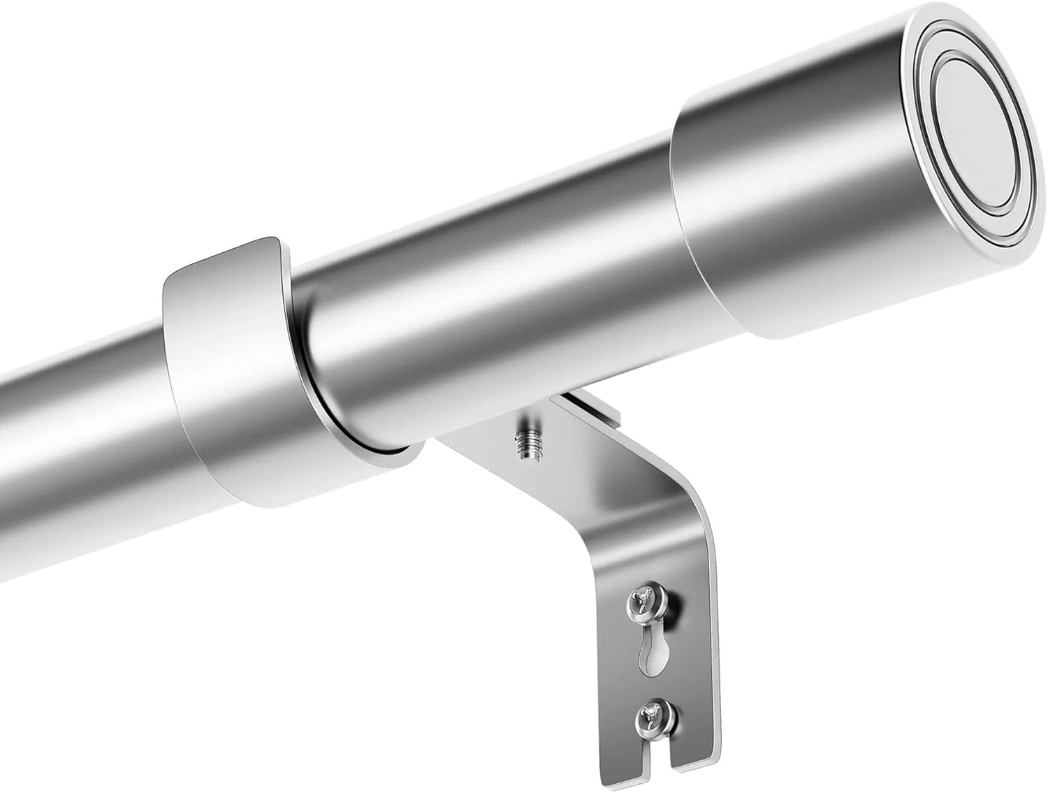 Detalle de Bastone Tenda per Interni con Staffe e Terminali Rotondi – 67–435 cm, verniciato in Nero, Bianco o Argento inox