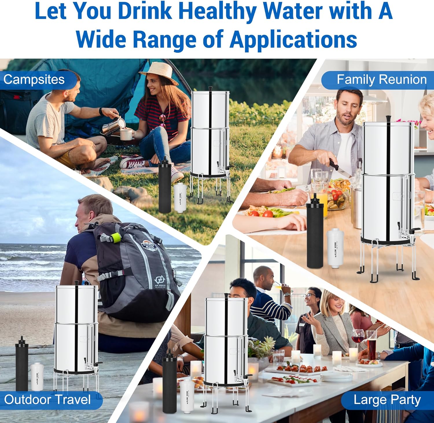 Thumbnail 6 de Virego Gravity Water Filters for Berkey: Replacement BB9-2 Black & PF-2 Fluoride for Berkey Systems