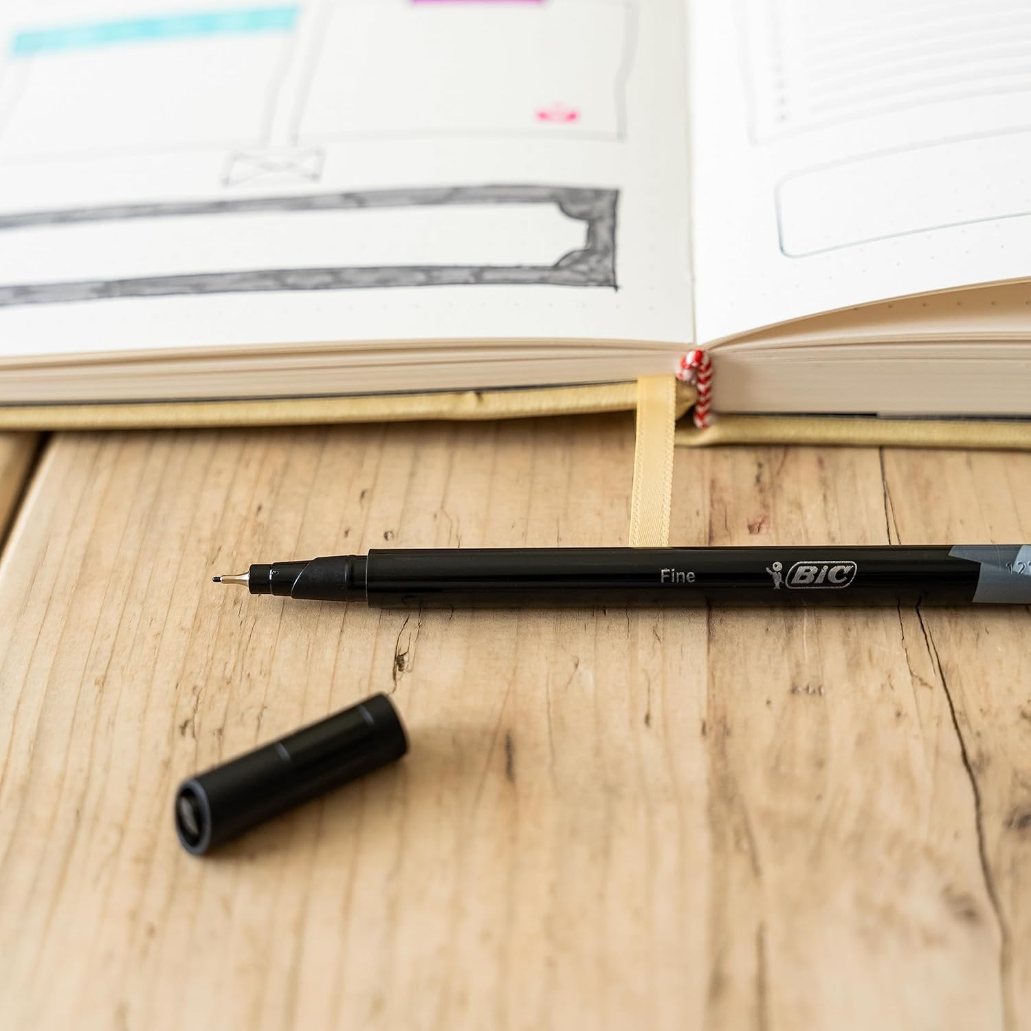 Thumbnail 4 de BIC Intensity Feutres d'écriture, Pointe Fine 0,4 mm – Noir, Boîte de 12