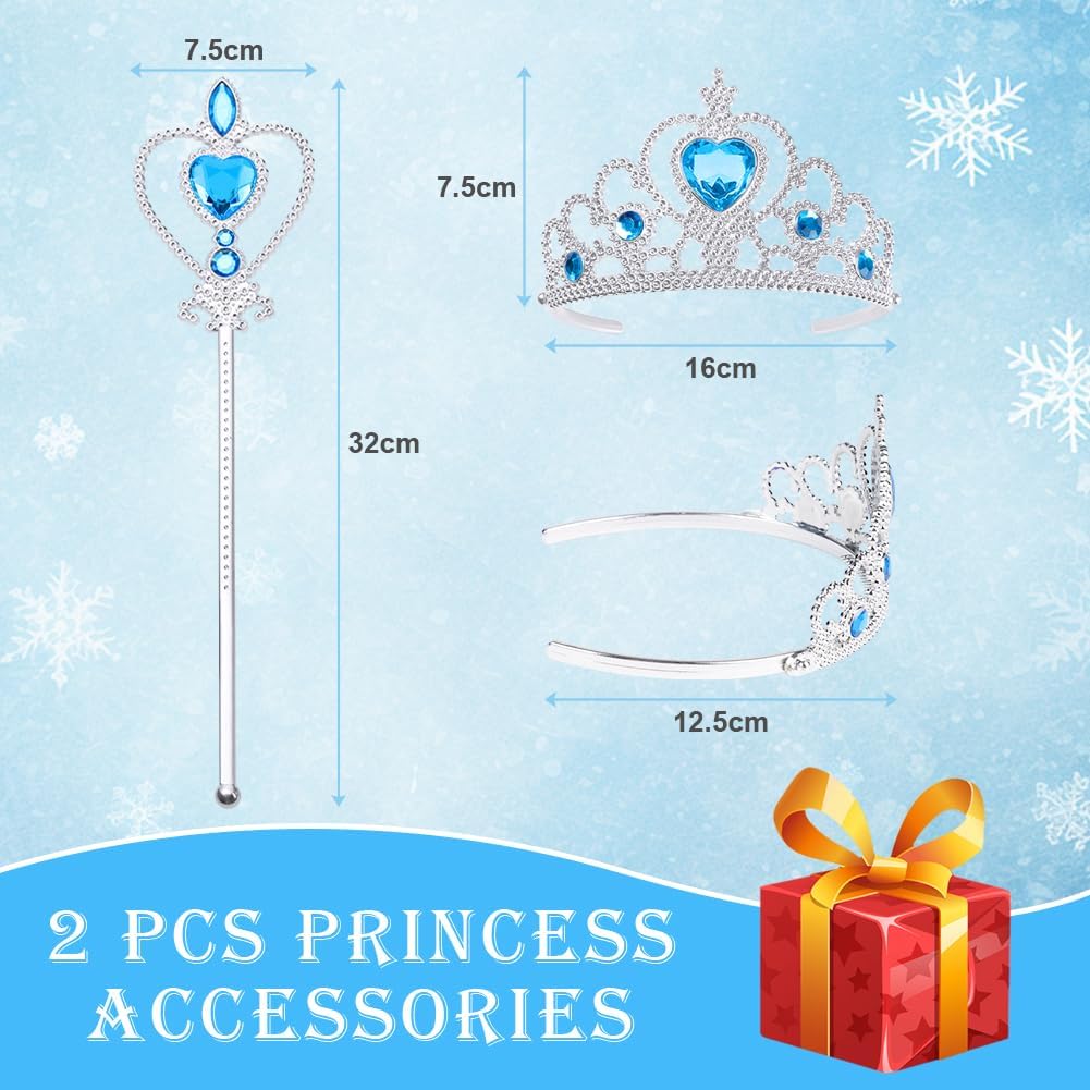Thumbnail 3 de AUYAO Vestito Principessa LED per bambine – Gonna a tulle, mantello blu viola e accessori incluso