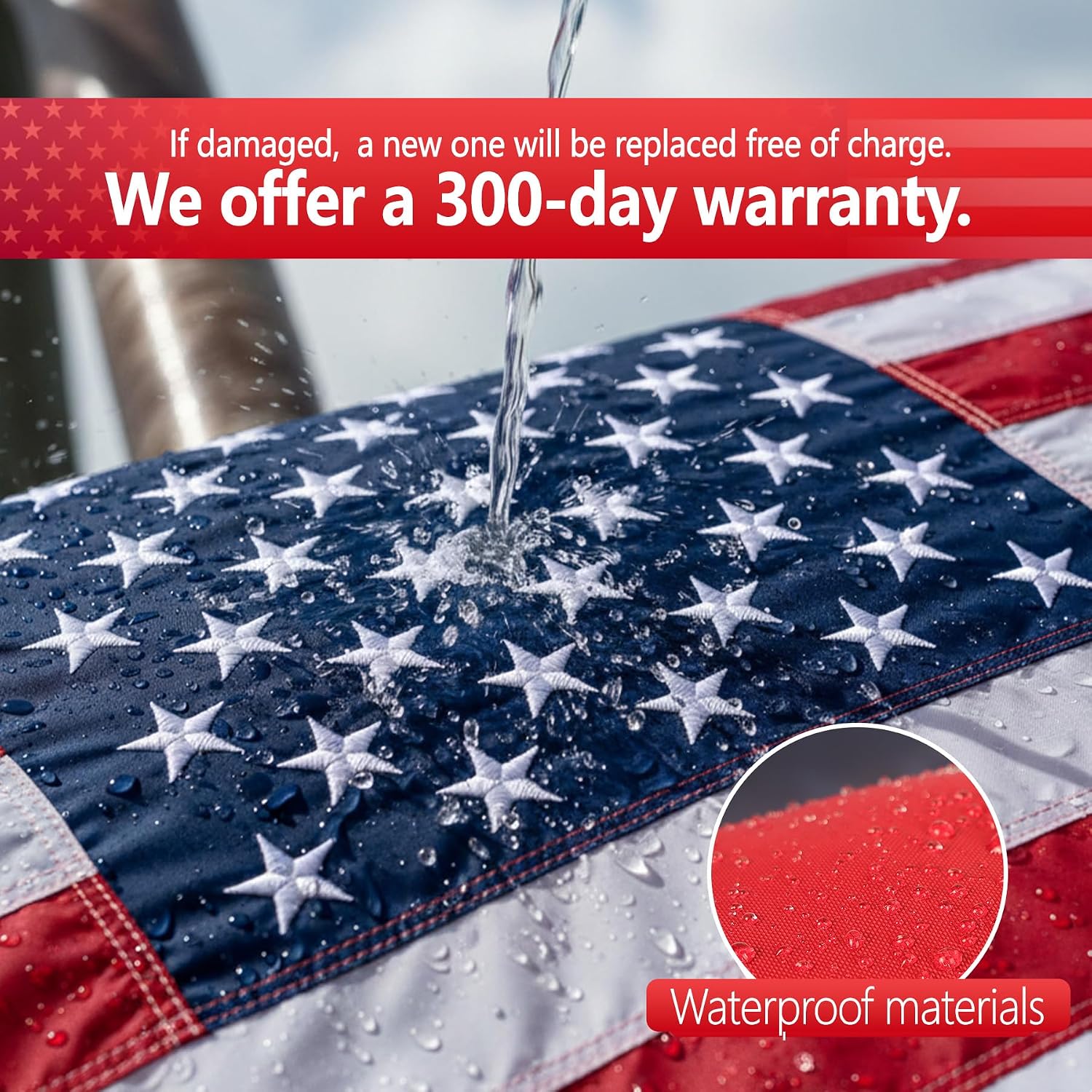 Detalle de VIPMEN LX-USFLAG-35NN 3x5 American Flag, Nylon with Embroidered Stars