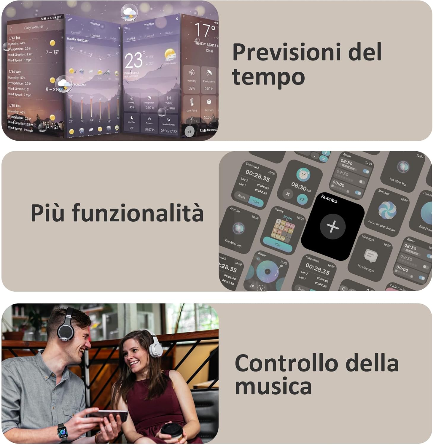 Thumbnail 5 de Blackview Smartwatch 1,85'' per Uomo e Donna: chiamate Bluetooth, monitoraggio salute e 100+ modalità sportive