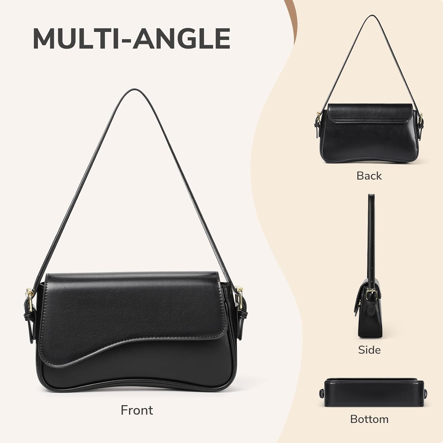 Thumbnail 5 de Etercycle Women’s Shoulder Bag Y2K Hobo Clutch Crossbody (PU leather look)
