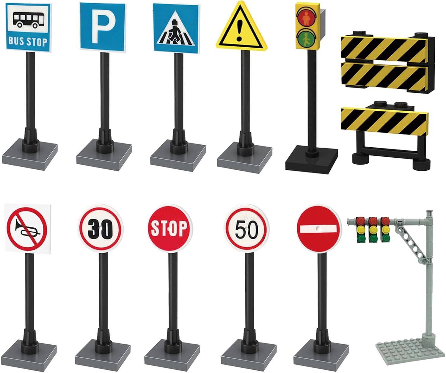 Detalle 2 de shineFinder City Set verkeersbordenset voor bouwplaten en bouwstenen