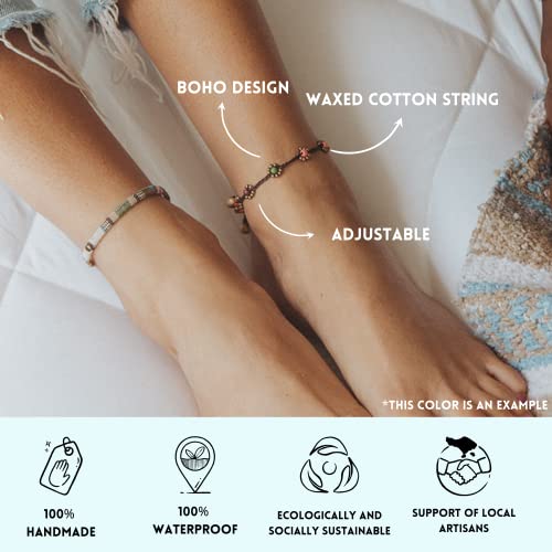 Detalle de Made by Nami Fußkettchen – Boho Ethno bunt Fußkette, Goa-Orientalisch, handgemacht