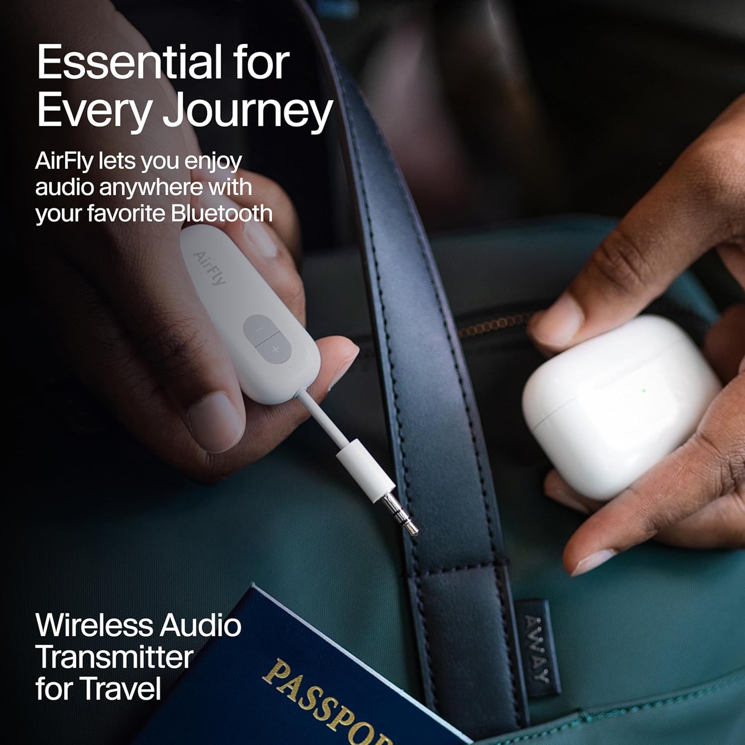 Detalle 2 de Twelve South AirFly SE : transmetteur Bluetooth pour AirPods et casques sans fil, usage avion et salle de sport