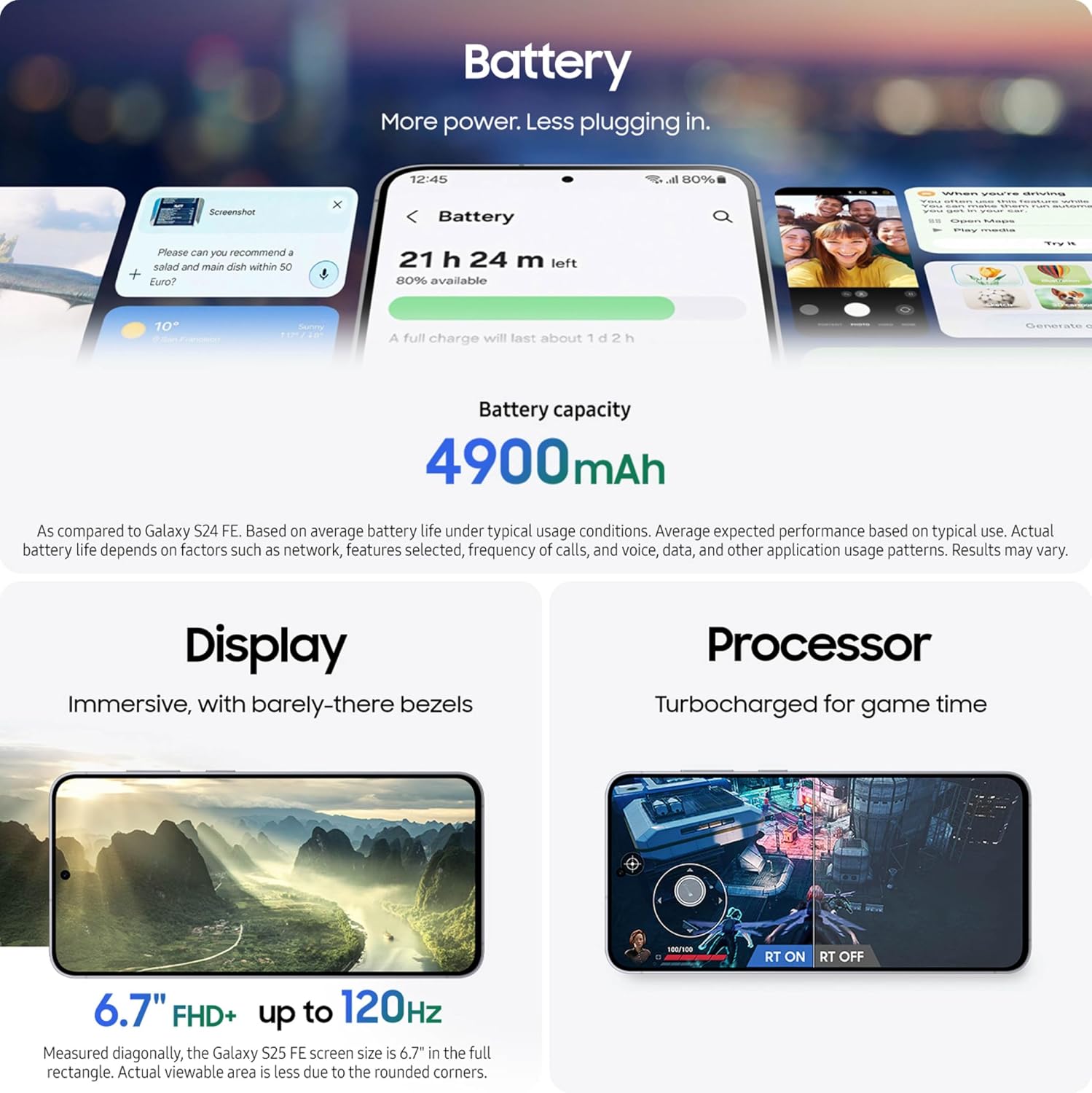 Detalle 2 de Samsung Galaxy S25 FE (2025) 256GB AI Smartphone, Android Unlocked — 6.7-inch Display, 4900mAh Battery
