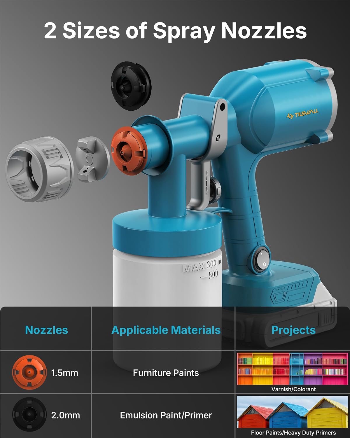Thumbnail 5 de Tilswall Blue Cordless Paint Sprayer: A Practical Choice for Fences, Walls and Decks