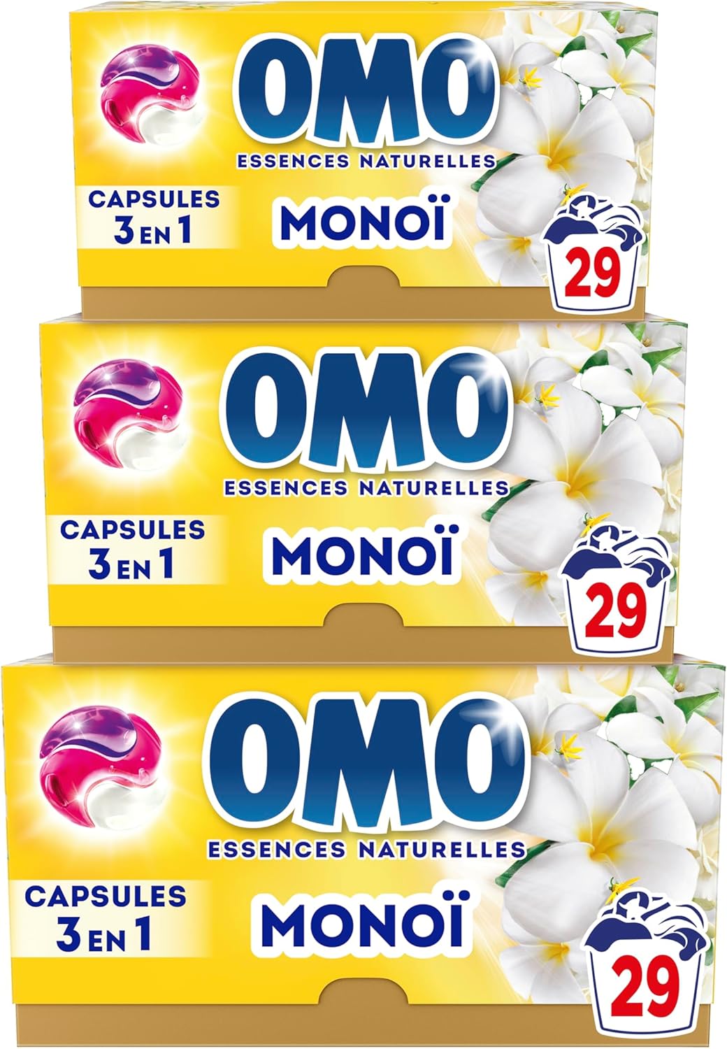 OMO Lessive capsules 3en1 Monoi — 87 lavages