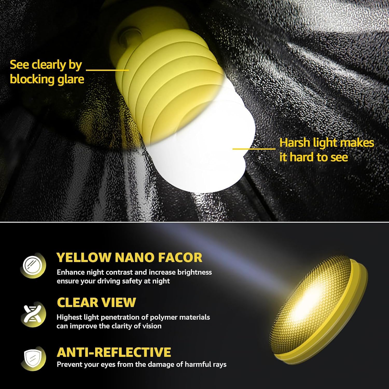 Detalle 2 de Myiaur High Tech Night Driving Glasses | Fit Over Design with Advanced Polarised Yellow Lenses