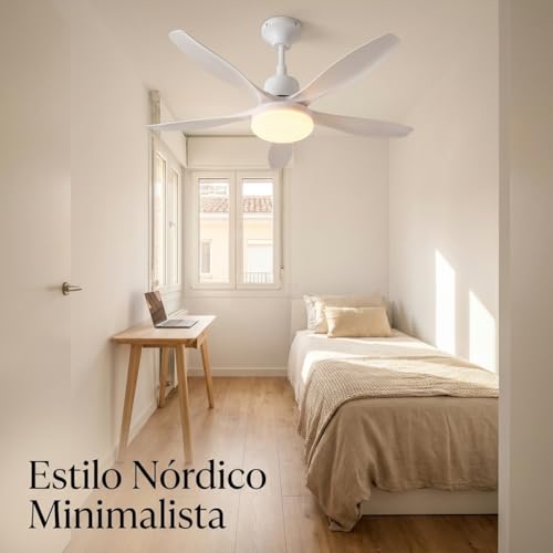 Detalle de Ventilador Techo con Luz LED 76 cm Joyshie (4 velocidades, Luz 3CCT 18W, Mando a Distancia y Temporizador)