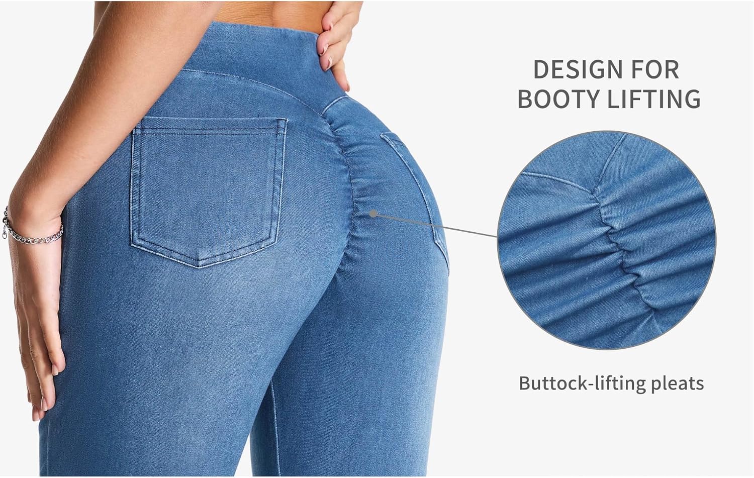 Detalle 2 de THE GYM PEOPLE Women's Scrunch Butt Jeggings, High-Waisted Stretch Denim