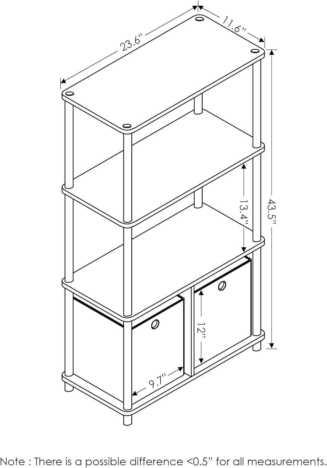 Thumbnail 2 de Furinno GO GREEN 4-Tier Storage Shelf with Bins in Dark Cherry