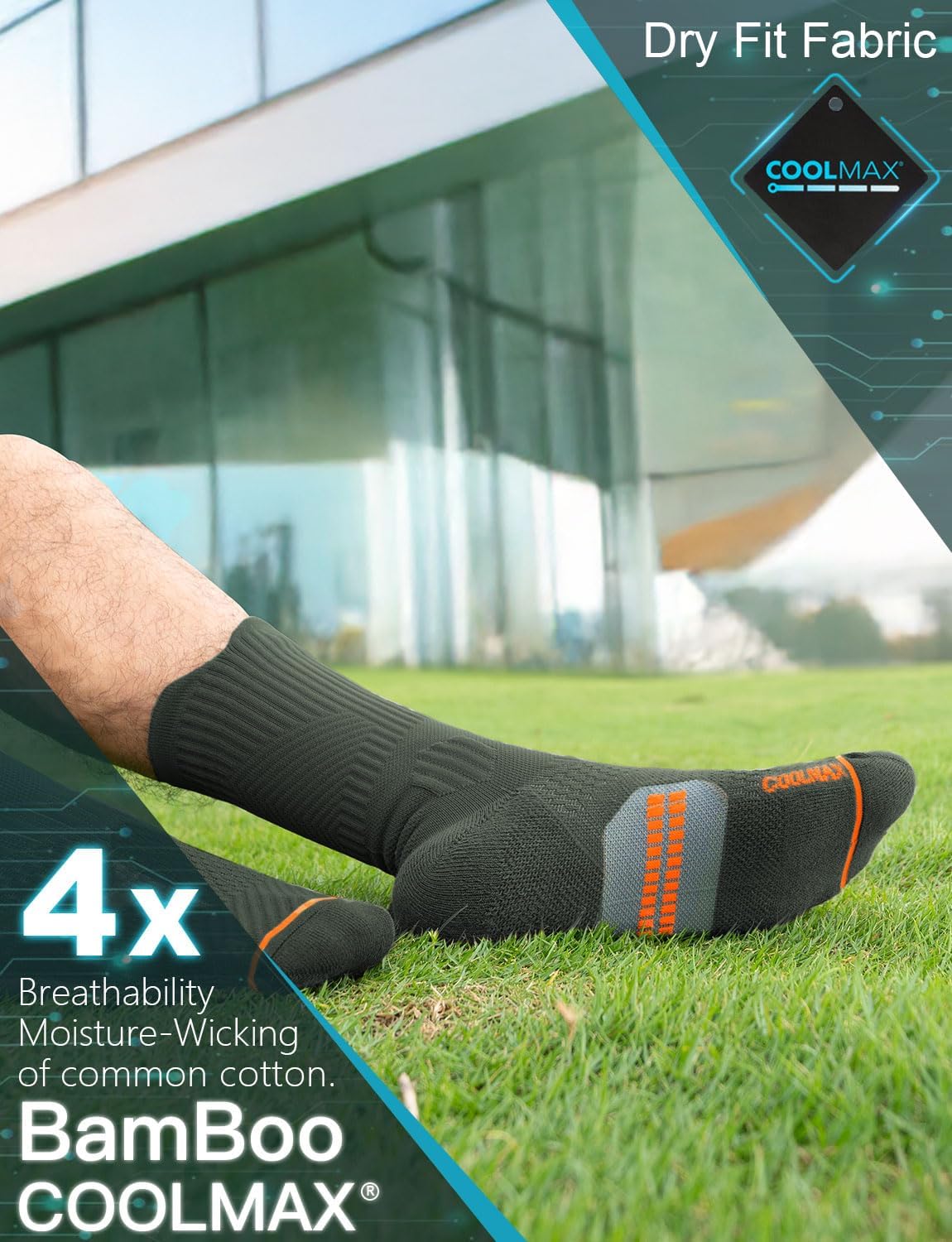 Thumbnail 3 de Juclise Compression Crew Running Socks with Coolmax Bamboo Viscose