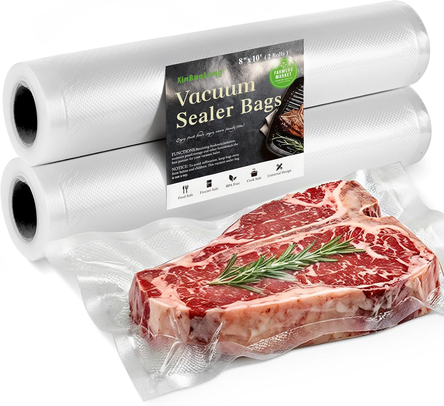 Detalle 2 de Vacuum Sealer Bags For Food 6-Pack 11" x 20' rolls