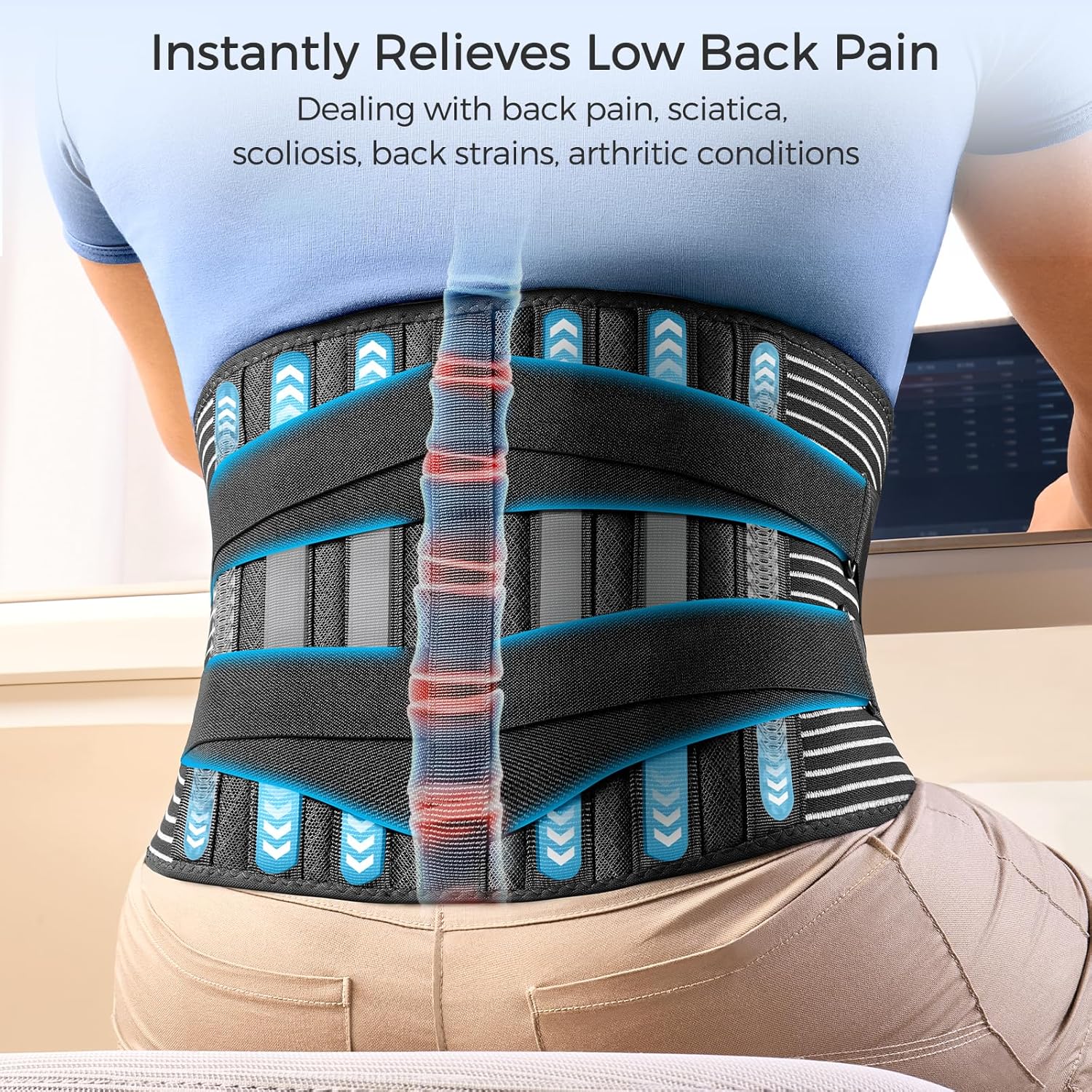 Thumbnail 2 de FREETOO lumbar back brace with 6 stays